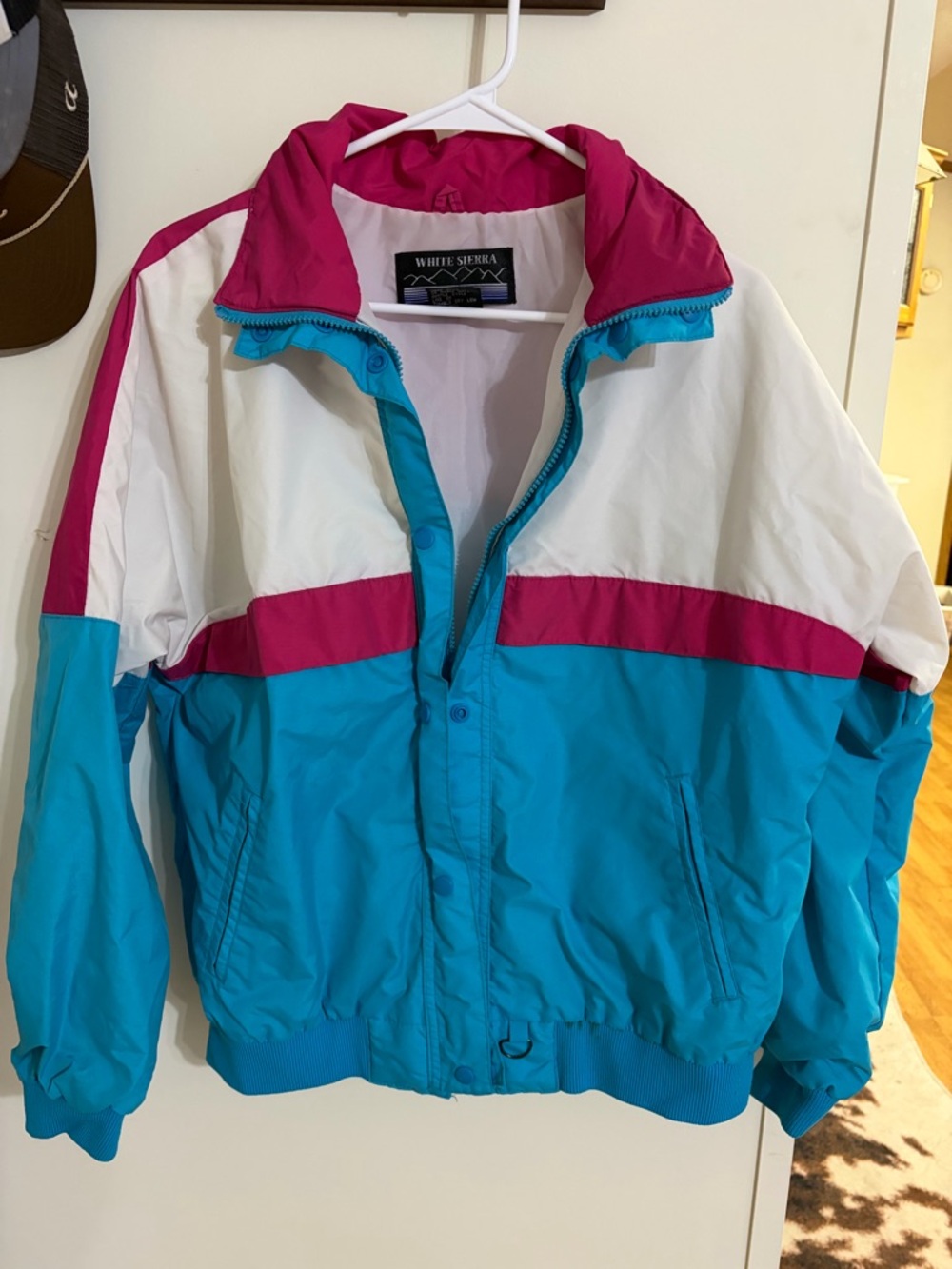 White Sierra Colorblock Windbreaker - Teal, White, Fuchsia